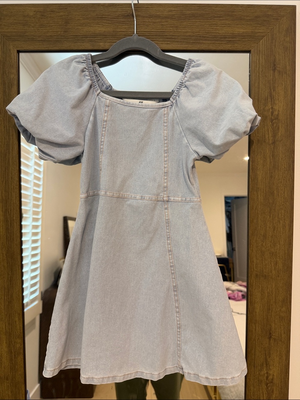 H&M denim puff sleeve dress